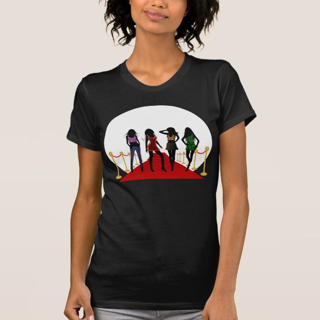 Fashion Girls Models on Red Carpet Womens T-Shirts (Front)