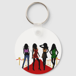 Fashion Girls Models Posing Red Carpet Key Chain