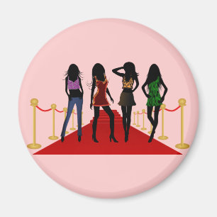 Fashion Girls Posing Models on Red Carpet Magnets