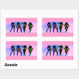 Fashion Girls Posing Models Rectangle Stickers