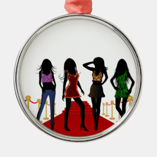 Fashion Girls Red Carpet Premium Round Ornament