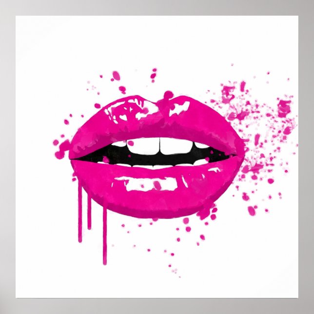 Fashion glamour trendy makeup lips kiss pink poster (Front)