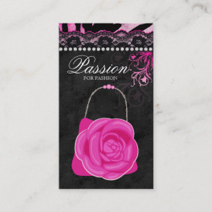 Fashion Handbag Rose Purse Pink Lace Zebra Business Card