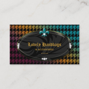 Fashion Houndstooth Fleur de lis Jewellery Autumn Business Card
