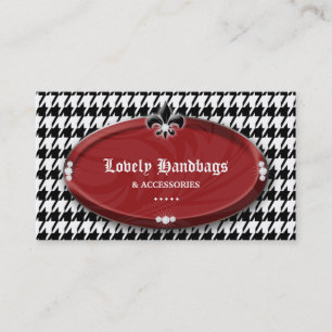 Fashion Houndstooth Fleur de lis Jewellery Red Bl Business Card