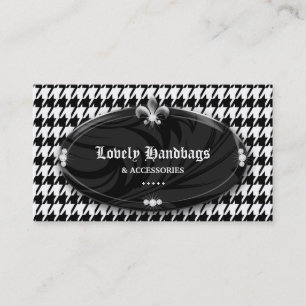 Fashion Houndstooth Fleur de lis Jewellery Silver Business Card