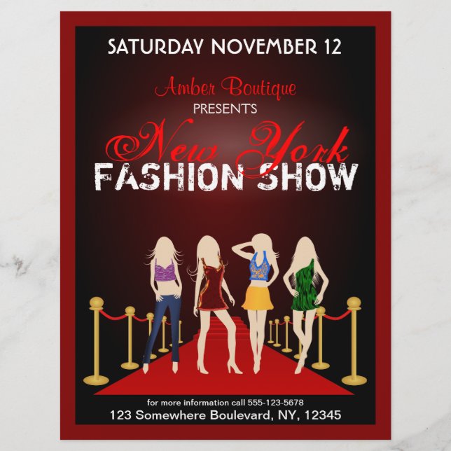Fashion House Show Fashion Designer Red Flyers (Front)