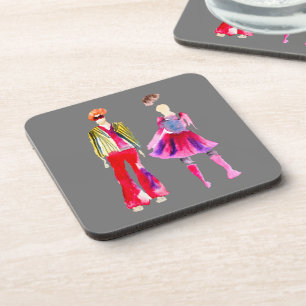 Fashion illustration figures art watercolor coaster