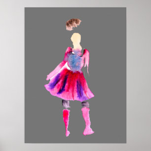 Fashion illustration figures art watercolor poster