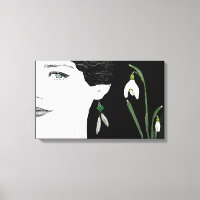 Fashion illustration girl in pearl earring floral