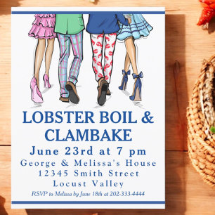 Fashion Illustration Lobster Boil Clambake Party Invitation