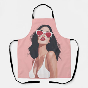 Fashion Illustration Stylish Woman With Sunglasses Apron