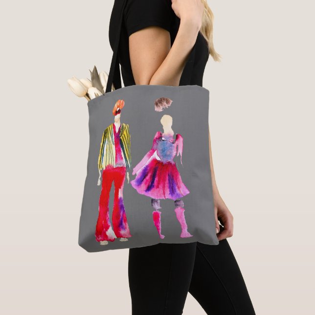 Fashion illustration watercolor boho tote bag (Close Up)