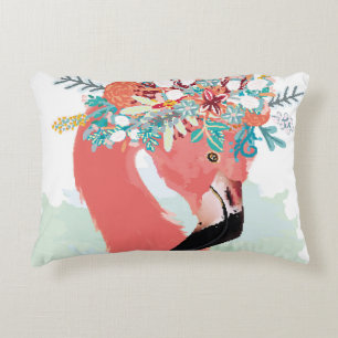 Fashion illustration with drawn pink flamingoflami decorative cushion