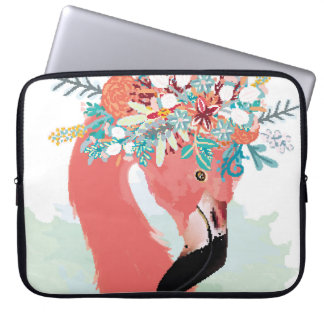 Fashion illustration with drawn pink flamingoflami laptop sleeve