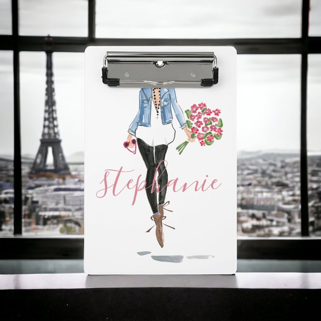 Fashion Illustration Woman with Flowers  Mini Clipboard (Creator Uploaded)