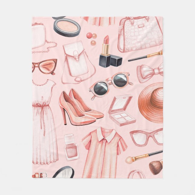Fashion illustrations. Seamless pattern Fleece Blanket (Front)