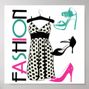 Fashion in Black and White Dots Poster