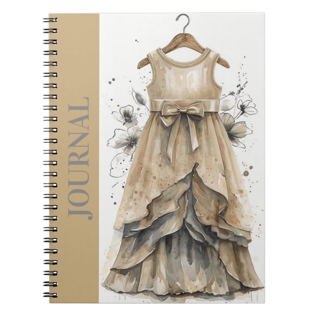 Fashion Inspired Little Black Dress (LBD) Beige Notebook (Front)
