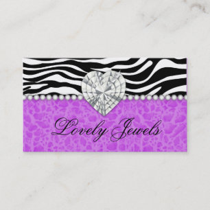Fashion Jewel heart leopard Zebra Lace purple Business Card