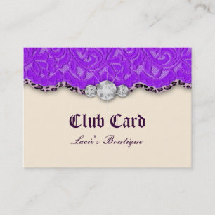Fashion Jewellery Club Card Lace Leopard Purpl