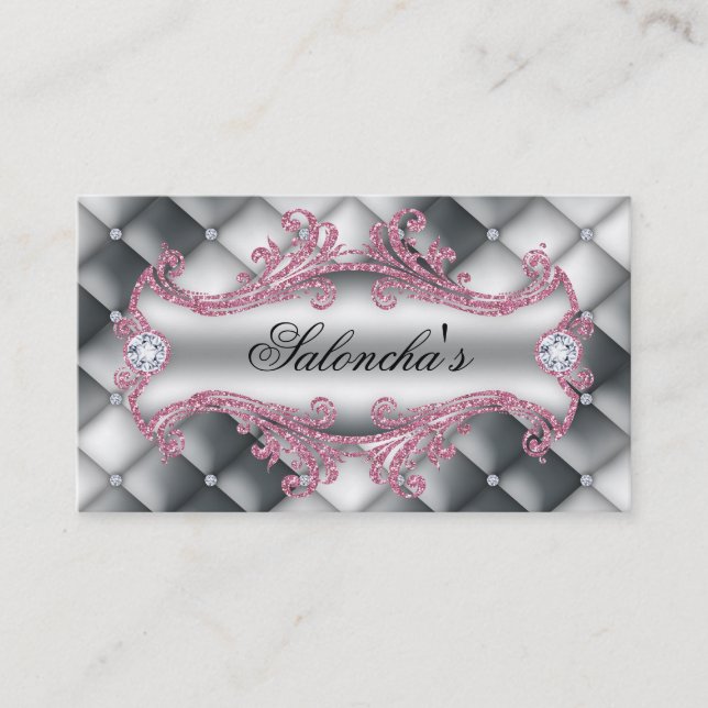 Fashion Jewellery Makeup Artist Elegant Tufted Business Card (Front)
