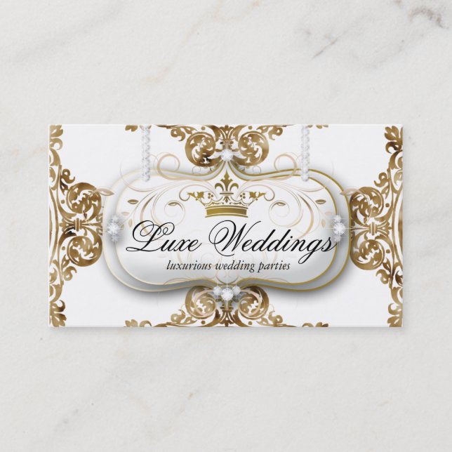 Fashion Jewellery Wedding Elegant Crown Cool Business Card (Front)