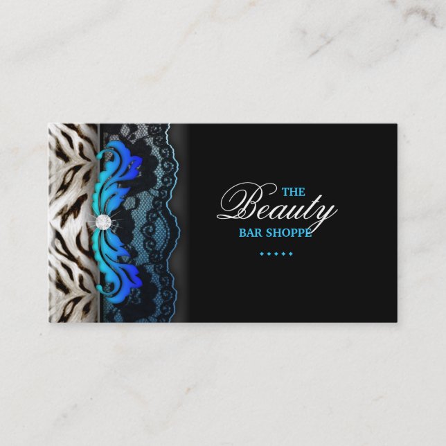 Fashion Jewellery Zebra Lace Blue Business Card (Front)