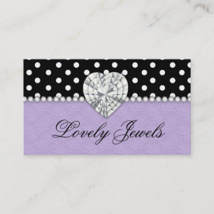 Fashion Jewels n Pearls Dots Lace Purple Business Card