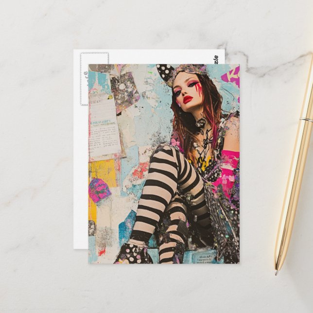 Fashion lady Collage Postcard (Front/Back In Situ)
