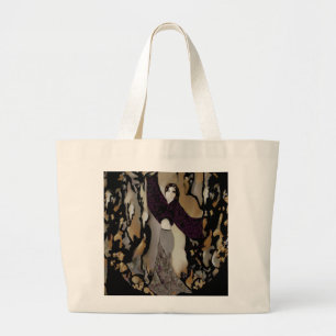Fashion Lady Dancer on Purple, Gold, Grey, Black Large Tote Bag