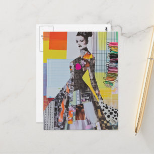 Fashion lady junk journal Collage Postcard