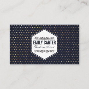 Fashion   Luxury   Deep Blue Gold Speckled Pattern Business Card