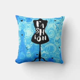 Fashion Mannequin Stand Blue Retro Vintage Cushion