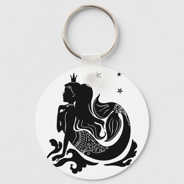 Fashion Mermaid stylish trendy illustration Key Ring (Front)