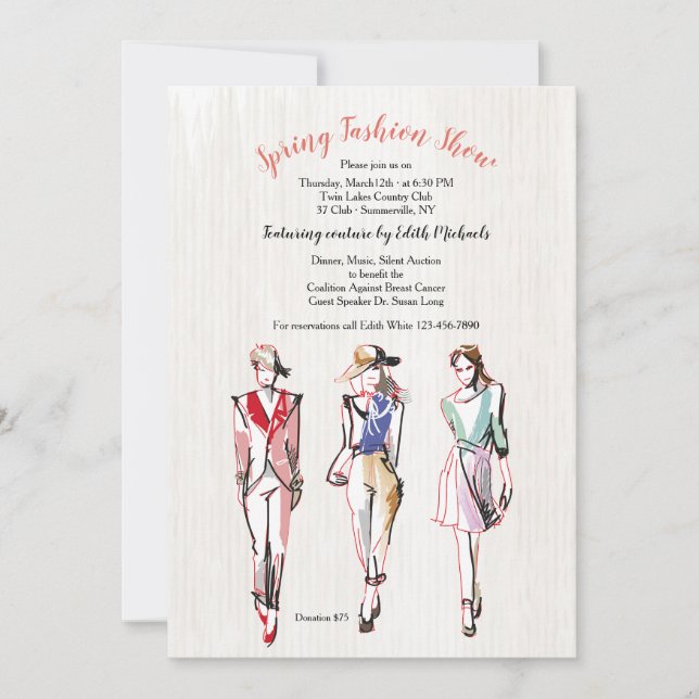 Fashion Models Three Fashion Show Invitation (Front)