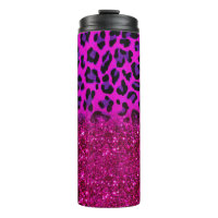 Fashion Modern Pink Purple Glitter Leopard