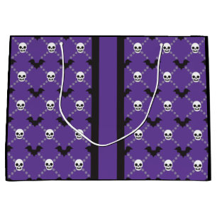 Fashion OG, Skulls! Purple Halloween Designer Large Gift Bag