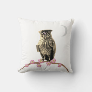Fashion Owl and Crescent Moon Cushion