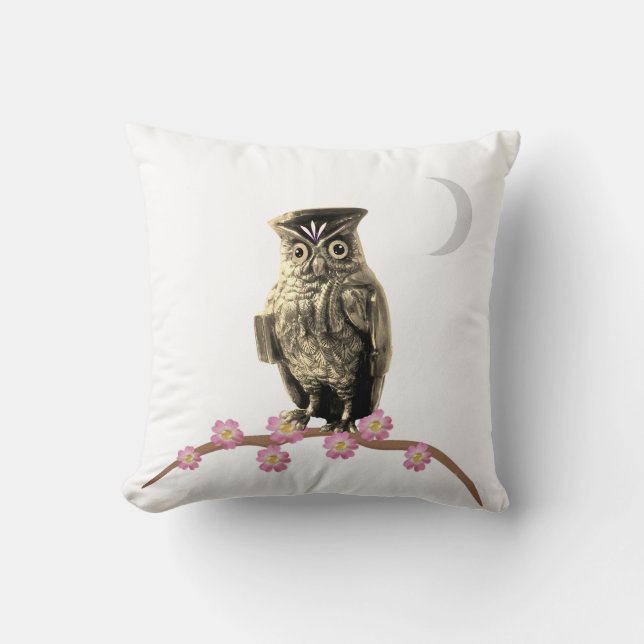 Fashion Owl and Crescent Moon Cushion (Front)