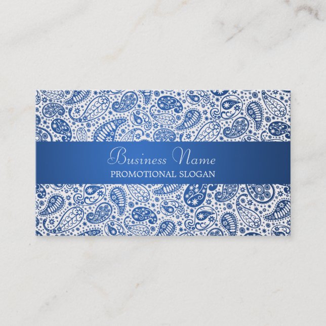 Fashion Paisley Blue Professional Business Card (Front)