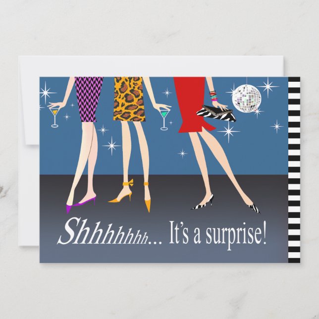 Fashion Party Girls Surprise Birthday Party Invitation (Front)