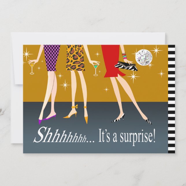Fashion Party Girls Surprise Birthday Party Invitation (Front)