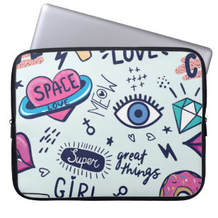 Fashion Patch: Pop Art Stickers. Laptop Sleeve