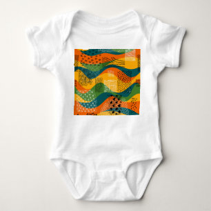 Fashion Patchwork: Undulating Abstract Art Baby Bodysuit