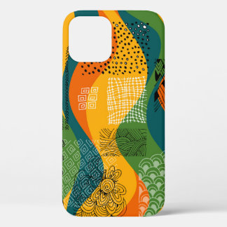 Fashion Patchwork: Undulating Abstract Art iPhone 12 Case