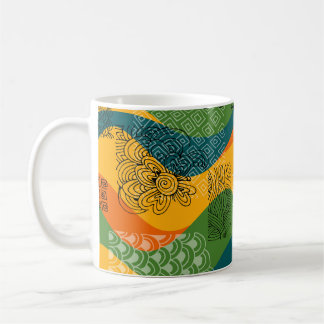 Fashion Patchwork: Undulating Abstract Art Coffee Mug