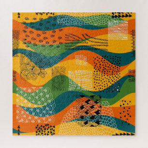 Fashion Patchwork: Undulating Abstract Art Jigsaw Puzzle