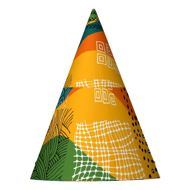 Fashion Patchwork: Undulating Abstract Art Party Hat (Front)