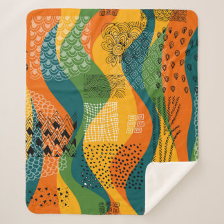 Fashion Patchwork: Undulating Abstract Art Sherpa Blanket